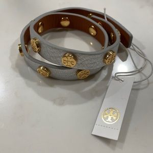 Tory Burch Double-Wrap Logo Stud Bracelet